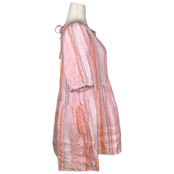 Lemlem by Liya Kebede x H&M Pink Striped 100% Linen Swing Dress    Size: XL - Picture 3 of 6